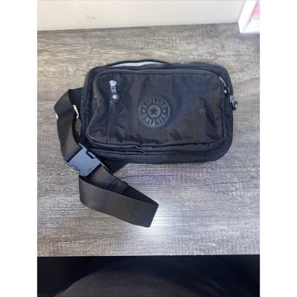 Kipling Black Nylon Crossbody Bag Two Zip Pockets, Adjustable Strap - Picture 1 of 5